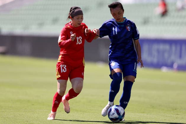 SOCCER ASIAN CUP TAIWAN VIETNAM, Vietnam™s Le Thi Diem My and Chinese Taipei™s He Jia-shiuan challenge for the ball during the AFC Women™s Asian Cup Group C match between Taiwan and Vietnam at HBF Park in Perth, Saturday, March 7, 2026. ( NO ARCHIVING, EDITORIAL USE ONLY PERTH WESTERN AUSTRALIA AUSTRALIA  Copyright: xCOLINxMURTYx 20260307194325610043