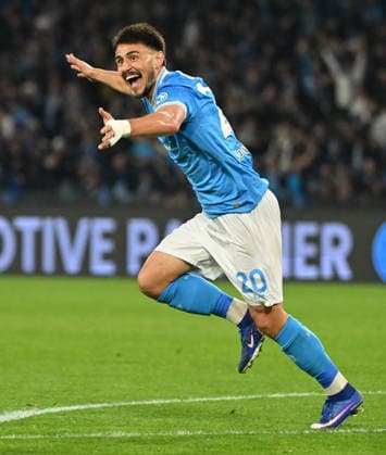 (260307) -- NAPLES, March 7, 2026 -- Napoli s Eljif Elmas celebrates his goal during a Serie A football match between Napoli and Torino in Naples, Italy, March 6, 2026. (Photo by Xinhua) (SP)ITALY-NAPLES-FOOTBALL-SERIE A-NAPOLI VS TORINO AlbertoxLingria 