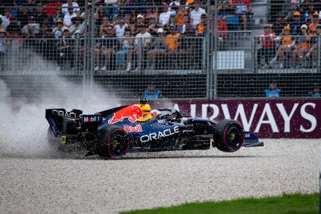 Max Verstappen Oracle Red Bull Racing, Netherlands, 03 in RB22 with accident Crash in the gravel bed of turn 1, AUS, Formula 1 World Championship, Australian Grand Prix, Albert Park Circuit, Melbourne, Qualifying, 2026 season, 07 03 2026 AUS, Formula 1 World Championship, Australian Grand Prix, Albert Park Circuit, Melbourne, Qualifying, 2026 season, 07 03 2026 Melbourne Copyright: xEibner-Pressefoto Memmlerx EP_MMR