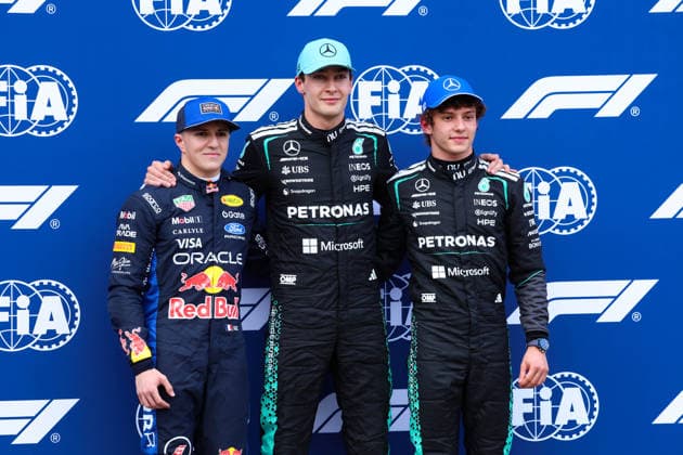 F1 Grand Prix Australia 2026 No 6 Isack Hadjar FRA , Red Bull Racing, Ford No 63 George Russel GBR , Mercedes AMG PETRONAS Formula One Team, Mercedes AMG F1 W17 Performance No 12 Andrea Kimi Antonelli ITA , Mercedes AMG PETRONAS Formula One Team, Mercedes AMG F1 W17 Performance