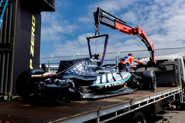 MELBOURNE Formula 1 driver Kimi Antonelli of Mercedes AMG Petronas Formula One Team crashes his car during Formula 1 Melbourne free practice and qualifying at Albert Park on March 7, 2025 in Melbourne, Australia Photo by DeFodi Images