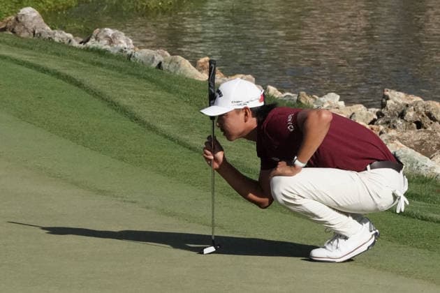 March 6, 2026, Orlando, Florida, USA: Min Woo Lee lines up a putt on the 18th green during the second round of the Arnold Palmer Invitational Pro-Am presented by Mastercard at Bay Hill Club & Lodge. PGA, Golf Herren 2026: Arnold Palmer Invitational - Round 2  - ZUMAw109 20260306_fap_w109_025 Copyright: xDebbyxWongx