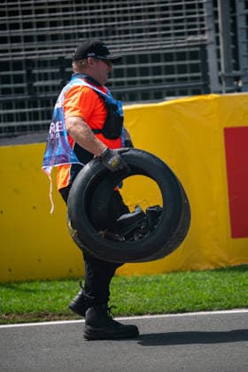 March 7, 2026, Melbourne, Victoria, Australia: Marshalls remove debris from the track following a crash by KIMI ANTONELLI - (ITA) - Mercedes-AMG PETRONAS Formula One Team on Saturday at the Formula 1 Qatar Airways Australian Grand Prix 2026. Melbourne Australia - ZUMAf186 20260307_zsp_f186_108 Copyright: xJamesxForresterx