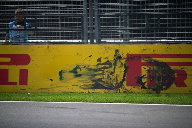 March 7, 2026, Melbourne, Victoria, Australia: Damage to the barrier on the exit of turn 2 after a crash by KIMI ANTONELLI - (ITA) - Mercedes-AMG PETRONAS Formula One Team on Saturday at the Formula 1 Qatar Airways Australian Grand Prix 2026. Melbourne Australia - ZUMAf186 20260307_zsp_f186_166 Copyright: xJamesxForresterx