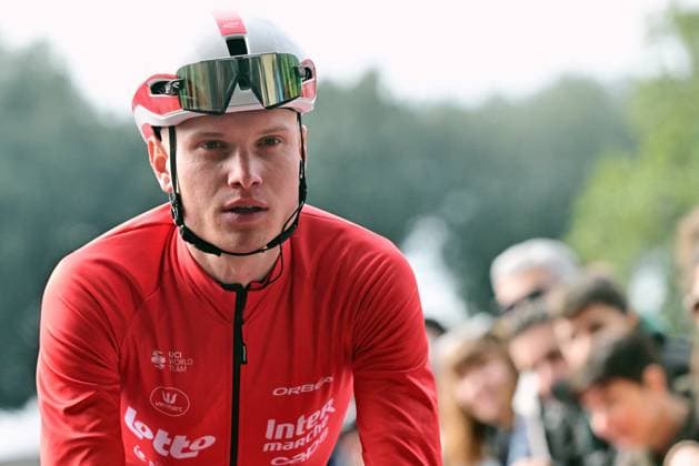 Belgian Lennert Van Eetvelt of Lotto Intermarche pictured at the start of the men elite Strade Bianche one day cycling race, 203km from and to Siena, Italy on Saturday 07 March 2026. DIRKxWAEM  x166726105x