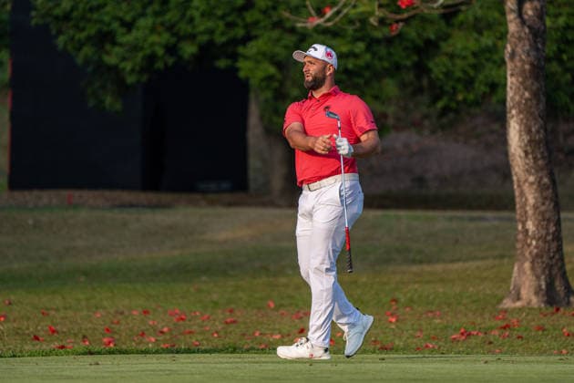 HONGKONG LIV-GOLF Spanish professional golfer, Jon Rahm during a game in Fanling Golf Course where LIV Golf Hong Kong is being held in Hong Kong, March 7, 2026. NEXPHER Vernon Yuen HONG KONG