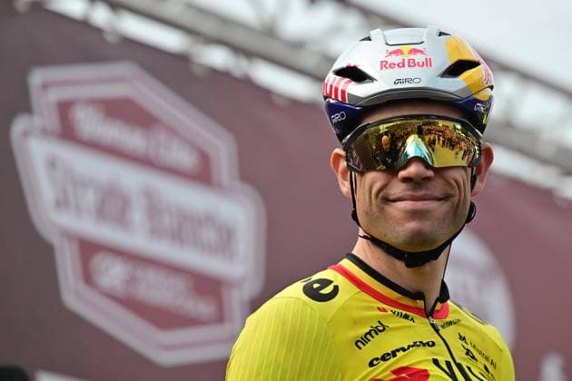 Belgian Wout Van Aert of Team Visma-Lease a Bike pictured at the presentation ahead of the start of the men elite Strade Bianche one day cycling race, 203km from and to Siena, Italy on Saturday 07 March 2026. DIRKxWAEM  x166727048x