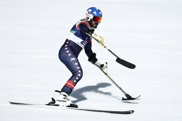 ITALY, VENETO - MARCH 7, 2026: Patrick Halgren of the United States competes in the men s downhill skiing event during the 2026 Winter Paralympic Games on the Olympia delle Tofane of the Tofane Alpine Skiing Centre in Cortina d Ampezzo, Province of Belluno. Mikhail Tereshchenko TASS  89692345