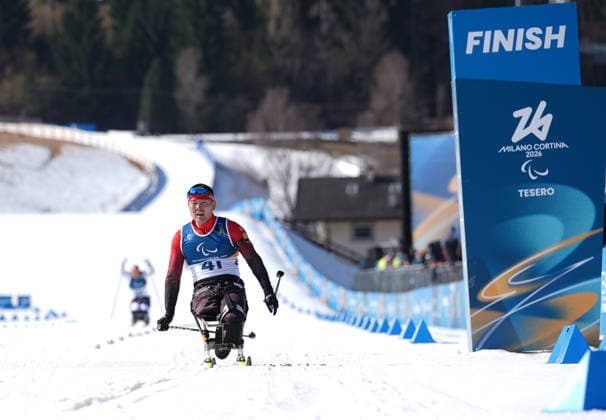 (260307) -- TESERO, March 7, 2026 -- Wang Tao of China reacts after the men s sprint sitting final of para biathon at the Milan-Cortina 2026 Paralympic Winter games, Winterspiele,Spiele, Summer games in Tesero, Italy, March 7, 2026. ) (SP)ITALY-TESERO-PARALYMPIC WINTER GAMES-PARA BIATHLON-MEN S SPRINT SITTING HouxZhaokang 