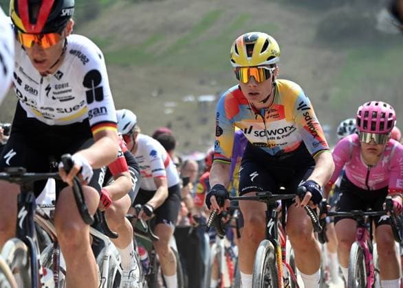 Belgian Lotte Kopecky of SD Worx-Protime pictured in action during the women elite Strade Bianche one day cycling race, 133km from and to Siena, Italy, on Saturday 07 March 2026. ELIASxROM  x166732848x