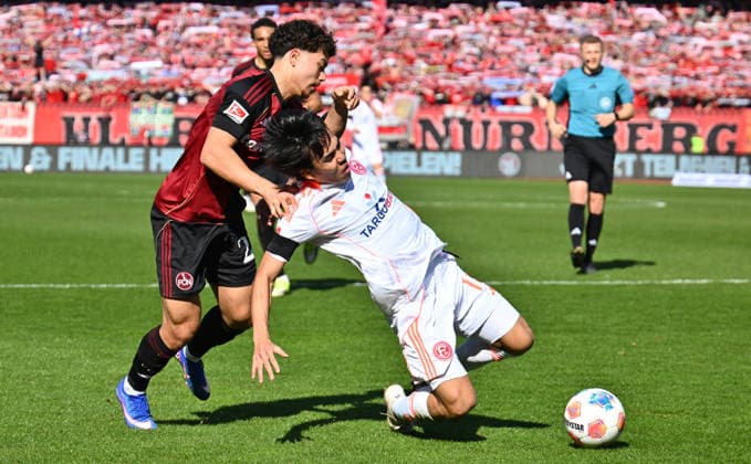 07 03 2026 Soccer Season 2025 2026 2 Soccer Bundesliga 25 Matchday 1 FC Nürnberg FCN Club Fortuna Düsseldorf F95 Sportfoto Zink xwoxzix DFL regulations prohibit any use of photographs as image sequences and or quasi video only for editorial use Justin von der Hitz 27, 1 FC Nürnberg FCN Satoshi Tanaka 16, Fortuna Düsseldorf F95
