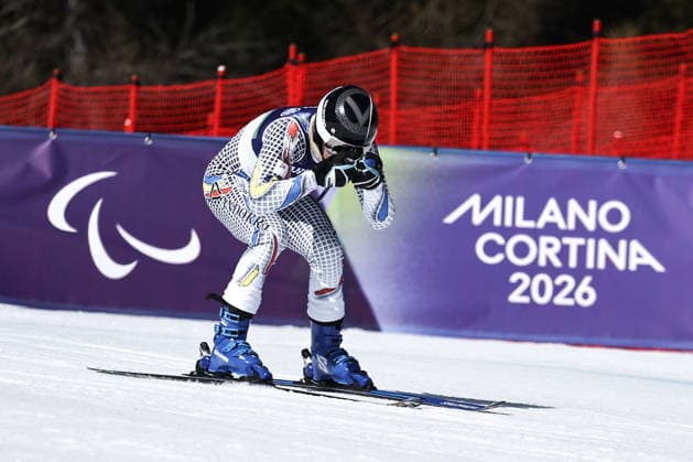 ITALY, VENETO - MARCH 7, 2026: Roger Puig Davi of Andorra competes in the men s downhill skiing event during the 2026 Winter Paralympic Games on the Olympia delle Tofane of the Tofane Alpine Skiing Centre in Cortina d Ampezzo, Province of Belluno. Mikhail Tereshchenko TASS  89694426