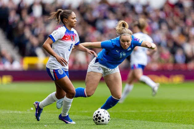 England Women v Iceland Women, FIFA Women s World UEFA Cup, Group A England Women Taylor Hinds in acction during the FIFA Women s World UEFA Cup match between England Women and Iceland Women at the City Ground, Nottingham, UK on 7 March 2026. Nottingham City Ground Nottinghamshire UK Editorial use only , Copyright: xManjitxNarotrax PSI-23851-0007