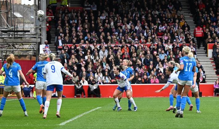 Lucy Bronze of England scores the team s first goal England Women v Iceland Women, 2027 FIFA Women s World Cup Qualifiers, Group C, Football, City Ground, Nottingham, UK - 07 Mar 2026Nottingham City Ground United Kingdom EDITORIAL USE ONLY No use with unauthorised audio, video, data, fixture lists, club league logos or live services. Online in-match use limited to 120 images, no video emulation. No use in betting, games or single club league player publications. Copyright: xAnnaxGowthorpe Shutterstockx 16720094af