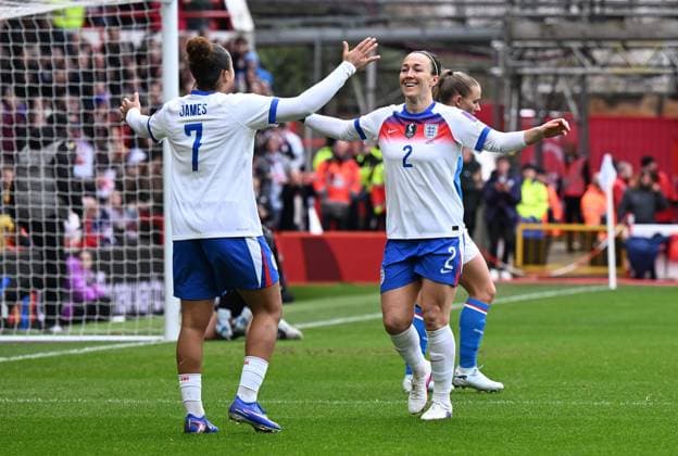 Lucy Bronze of England celebrates after scoring the team s first goal England Women v Iceland Women, 2027 FIFA Women s World Cup Qualifiers, Group C, Football, City Ground, Nottingham, UK - 07 Mar 2026Nottingham City Ground United Kingdom EDITORIAL USE ONLY No use with unauthorised audio, video, data, fixture lists, club league logos or live services. Online in-match use limited to 120 images, no video emulation. No use in betting, games or single club league player publications. Copyright: xAnnaxGowthorpe Shutterstockx 16720094ah