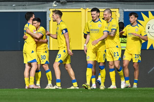 Paderborn, Home Deluxe Arena, 07 03 26, GER, Herren, 2 Bundesliga, Saison 2025 2026, SC Paderborn 07 Eintracht Braunschweig Bild Robin Heußer Braunschweig jubilates after his goal to 0 1 DFL regulations prohibit any use of photographs as image sequences and or quasi video NRW Germany