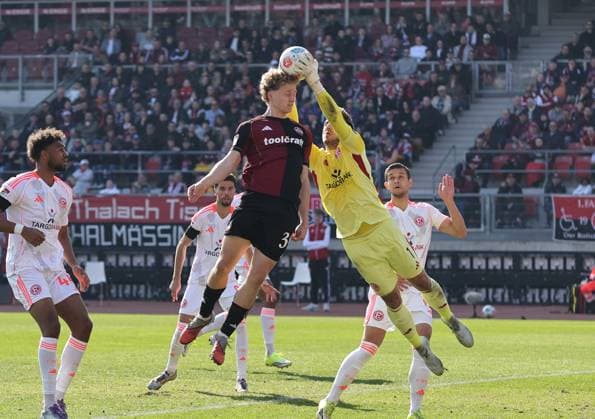 07 03 2026 Soccer Season 2025 2026 2 Soccer Bundesliga 25 Matchday 1 FC Nürnberg FCN Club Fortuna Düsseldorf F95 Sportfoto Zink DaMa xdaxmax DFL regulations prohibit any use of photographs as image sequences and or quasi video only for editorial use Marcel Lotka 1, Fortuna Düsseldorf F95 clarifies before Piet Scobel 39, 1 FC Nürnberg FCN