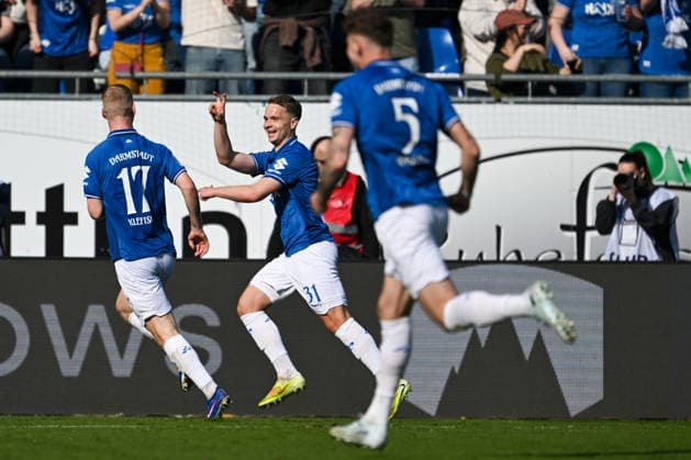 Niklas Schmidt SV Darmstadt 1898, 31 celebrates the goal for 2 0, GER, SV Darmstadt 98 vs Holstein Kiel, Soccer 2 Bundesliga, 25 Matchday, Season 2025 2026, 07 03 2026 DFL regulations prohibit any use of photographs as image sequences and or quasi video GER, SV Darmstadt 98 vs Holstein Kiel, Soccer 2 Bundesliga, 25 Matchday, Season 2025 2026 Darmstadt Copyright: xEibner-Pressefoto FlorianxWiegandx EP_FWD