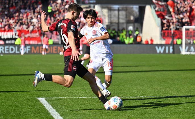 07 03 2026 Soccer Season 2025 2026 2 Soccer Bundesliga 25 Matchday 1 FC Nürnberg FCN Club Fortuna Düsseldorf F95 Sportfoto Zink xwoxzix DFL regulations prohibit any use of photographs as image sequences and or quasi video only for editorial use Adam Markhiev 6, 1 FC Nürnberg FCN Satoshi Tanaka 16, Fortuna Düsseldorf F95