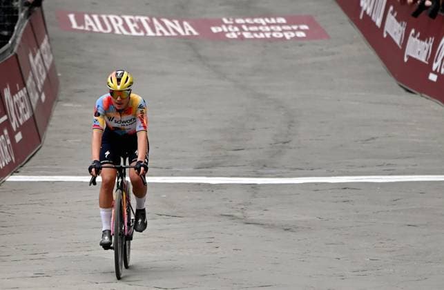 Belgian Lotte Kopecky of SD Worx-Protime pictured during the women elite Strade Bianche one day cycling race, 133km from and to Siena, Italy, on Saturday 07 March 2026. ELIASxROM  x166740306x