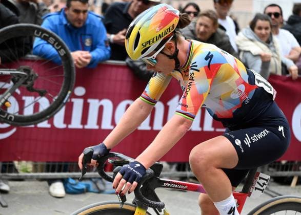 Belgian Lotte Kopecky of SD Worx-Protime pictured during the women elite Strade Bianche one day cycling race, 133km from and to Siena, Italy, on Saturday 07 March 2026. ELIASxROM  x166740365x