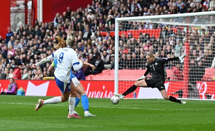 Alessia Russo of England sees her shot saved by Cecilia Runarsdottir of Iceland England Women v Iceland Women, 2027 FIFA Women s World Cup Qualifiers, Group C, Football, City Ground, Nottingham, UK - 07 Mar 2026Nottingham City Ground United Kingdom EDITORIAL USE ONLY No use with unauthorised audio, video, data, fixture lists, club league logos or live services. Online in-match use limited to 120 images, no video emulation. No use in betting, games or single club league player publications. Copyright: xAnnaxGowthorpe Shutterstockx 16720094ao