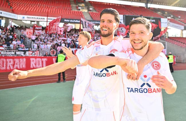 07 03 2026 Soccer Season 2025 2026 2 Soccer Bundesliga 25 Matchday 1 FC Nürnberg FCN Club Fortuna Düsseldorf F95 Sportfoto Zink xwoxzix DFL regulations prohibit any use of photographs as image sequences and or quasi video only for editorial use Anouar El Azzouzi 8, Fortuna Düsseldorf F95 Florent Muslija 24, Fortuna Düsseldorf F95 Jubel Freude nach Spielende