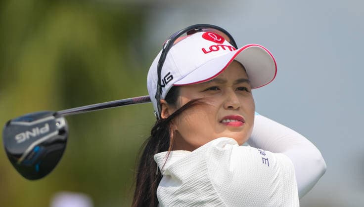 (260307) -- LINGSHUI, March 7, 2026 -- Choi Hye Jin of South Korea plays a shot during the third round of the Blue Bay LPGA, Golf Damen golf tournament in Lingshui, south China s Hainan Province, March 7, 2026. ) (SP)CHINA-HAINAN-LINGSHUI-GOLF-BLUE BAY LPGA (CN) YangxGuanyu 