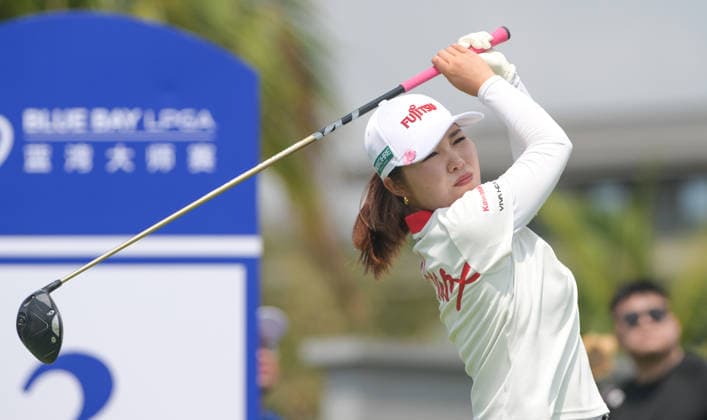 (260307) -- LINGSHUI, March 7, 2026 -- Furue Ayaka of Japan plays a shot during the third round of the Blue Bay LPGA, Golf Damen golf tournament in Lingshui, south China s Hainan Province, March 7, 2026. ) (SP)CHINA-HAINAN-LINGSHUI-GOLF-BLUE BAY LPGA (CN) YangxGuanyu 