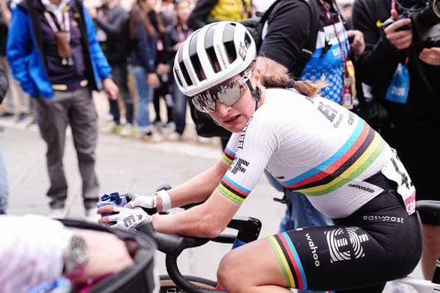 Magdeleine Vallieres during the Strade Bianche Woman Elite (White Roads) a 133 km one day race from and to Siena - Tuscany,- Saturday March 7, 2025, Italy. - cycling  Copyright: xMarcoxAlpozzi xLaPressex