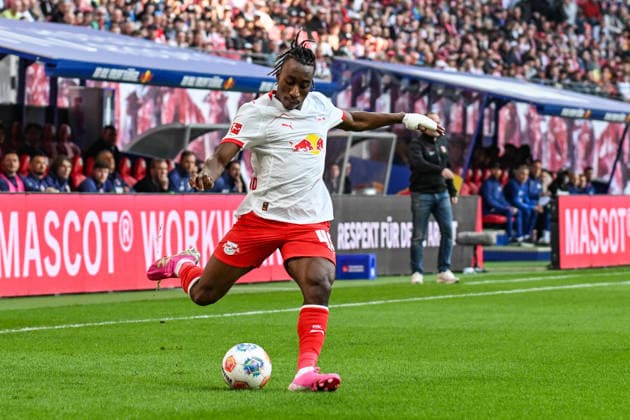 Soccer I Men I Season 2025 2026 I Bundesliga I 25 Matchday I RB Leipzig FC Augsburg I 07 03 2026 Yan Diomande 49, RB Leipzig plays the ball Crop, close-up, portrait, portrait, single photo, single image, body Leipzig Red Bull Arena Saxony Germany Copyright: xLobeca InesxHähnelx