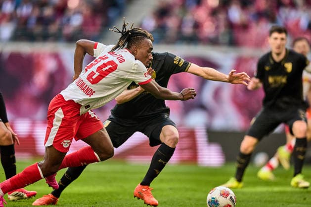 07 03 2026, Soccer, Men, Bundesliga, 2025 2026, RB Leipzig FC Augsburg Yan Diomande 49, RB Leipzig , action, with ball, in run Leipzig Red Bull Arena Saxony Germany