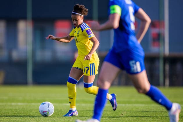 260307 Felicia Schröder of Sweden during the FIFA Women™s World Cup Qualifier football match between Serbia and Sweden on March 7, 2026 in Stara Pazova Photo Ludvig Thunman BILDBYRAN code LT LT0784 fotboll football soccer fotball vm kval kval fifa womens world cup qualifier qualifier serbien serbia sverige sweden dam bbeng  Copyright: LUDVIGxTHUNMAN BB260307LT051