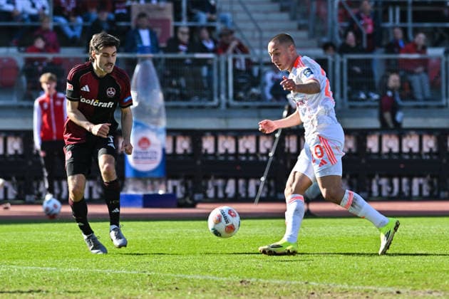2 Bundesliga 1 FC Nuremberg Fortuna Düsseldorf 07 03 2026 NUREMBERG, GERMANY 07 MARCH in the duel Tom BAACK 1 FC Nuremberg 5 and Marin LJUBICIC Fortuna Düsseldorf 20 during the match between 1 FC Nuremberg and Fortuna Düsseldorf on matchday 25 of Bundesliga 2 at Max Morlock Stadion DFL REGULATIONS PROHIBIT ANY USE OF PHOTOGRAPHS AS IMAGE SEQUENCES AND OR QUASI VIDEO Copyright: xBEAUTIFULxSPORTS Goldbergx