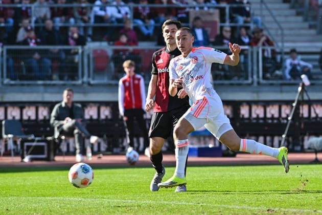 2 Bundesliga 1 FC Nuremberg Fortuna Düsseldorf 07 03 2026 NUREMBERG, GERMANY 07 MARCH in the duel Tom BAACK 1 FC Nuremberg 5 and Marin LJUBICIC Fortuna Düsseldorf 20 during the match between 1 FC Nuremberg and Fortuna Düsseldorf on matchday 25 of Bundesliga 2 at Max Morlock Stadion DFL REGULATIONS PROHIBIT ANY USE OF PHOTOGRAPHS AS IMAGE SEQUENCES AND OR QUASI VIDEO Copyright: xBEAUTIFULxSPORTS Goldbergx