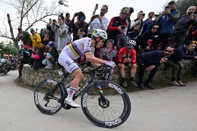Slovenian Tadej Pogacar of UAE Team Emirates - XRG and Slovenian Tadej Pogacar of UAE Team Emirates - XRG the men elite Strade Bianche one day cycling race, 203km from and to Siena, Italy on Saturday 07 March 2026. DIRKxWAEM  x166749128x