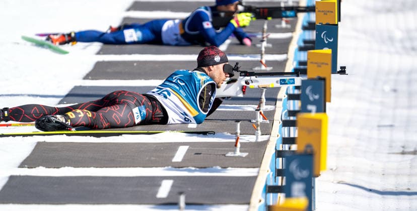 TESERO, ITALY - MARCH 07: Steffen LEHMKER of Germany, classification LW6, born Jan 1989 in Uelzen, local club WSV Clausthal-Zellerfeld, regional association Lower Saxony competing during the nordic ski competitions in the standing men s para biathlon sprint finals over 7.5km on day 1 of the Paralympic Winter games, Winterspiele,Spiele, Summer games Milano Cortina 2026 at Cross-Country Skiing Stadium (TCC) of Tesero on 07.3.2026 in Trento Val di Fiemme Italy. Photo Oliver Kremer Pixolli Studios. Trento Val di Fiemme Italy Copyright: xOliverxKremerx