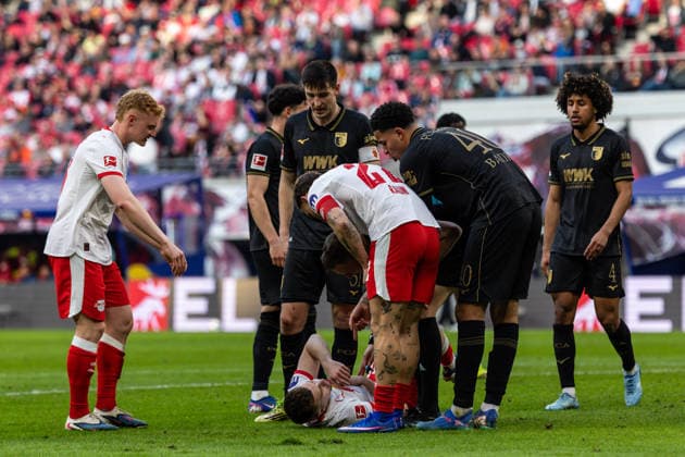 GER, Bundesliga, RB Leipzig FC Augsburg 07 03 2026, Red Bull Arena, Leipzig, GER, Bundesliga, RB Leipzig FC Augsburg Brajan Gruda RB Leipzig 10 on the ground Â nordphotoxGmbHxx xAlexanderxTrienitz nph00051