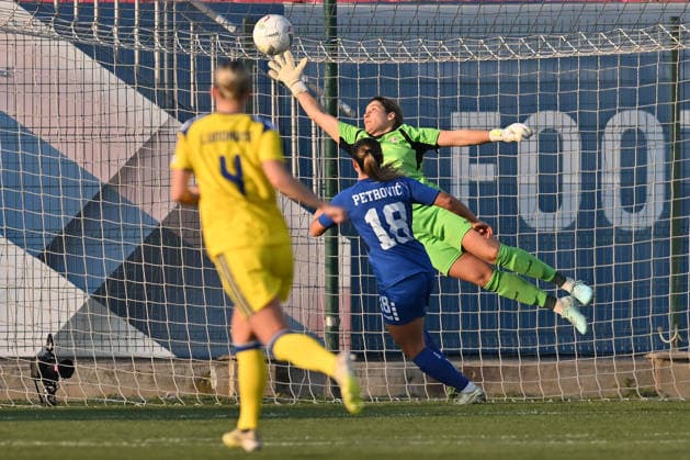 SERBIA vs SWEDEN MILICA KOSTIC goalie football Serbia vs Sweden World Cup qualifications match at sports center FSS, Stara Pazova 07.03.2026 Foto: FOOTBALL, SERBIA, SWEDEN, WORLD CUP QUALIFICATIONS, WOMEN Stara Pazova Sports center Stara Pazova Serbia Copyright: xMarkoxMetlas xMNxPressx
