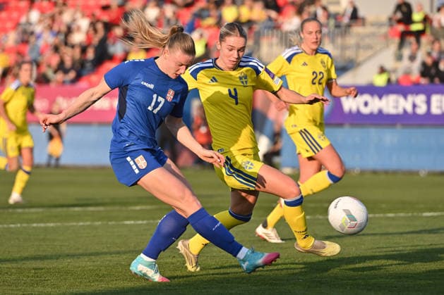 SERBIA vs SWEDEN ALLEGRA POLJAK football Serbia vs Sweden World Cup qualifications match at sports center FSS, Stara Pazova 07.03.2026 Foto: FOOTBALL, SERBIA, SWEDEN, WORLD CUP QUALIFICATIONS, WOMEN Stara Pazova Sports center Stara Pazova Serbia Copyright: xMarkoxMetlas xMNxPressx