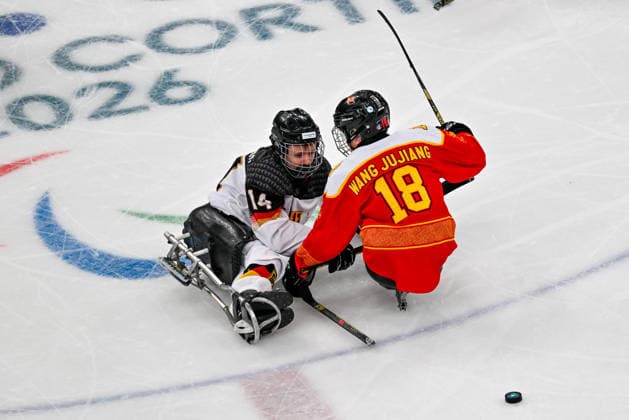 The Germany Team and People s Republic Of China in action during the Paralympic Games Milano-Cortina 2026, Ice hockey, Eishockey match between People s Republic Of China and The Germany Team on March 6, 2026 at Arena di Verona in Verona, Italy during Paralympic Winter games, Winterspiele,Spiele, Summer games MILANO-CORTINA 2026 - Para ice hockey - China vs Germany , Olympic Winter Games Milano-Cortina 2026 in Milano, Italy, March 07 2026  Copyright: xAlessioxMarini IPAxSportx xipa-agency.netx xx IPA_72511212 IPA_Agency_IPA72511212