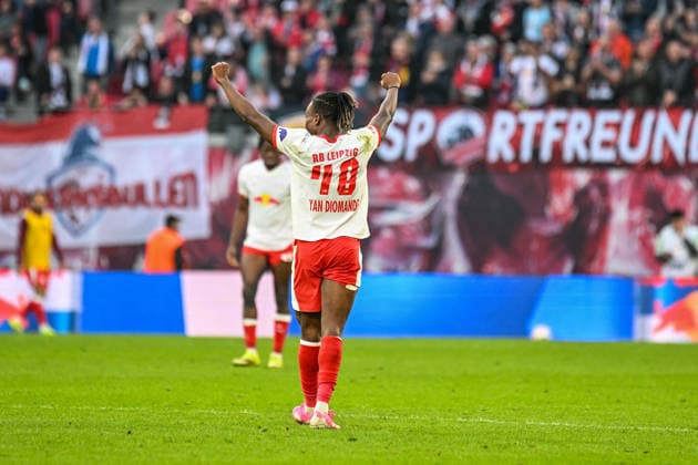 Soccer I Men I Season 2025 2026 I Bundesliga I 25 Matchday I RB Leipzig FC Augsburg I 07 03 2026 Goal celebration Yan Diomande 49, RB Leipzig after his goal to equalize 1 1 Crop, close-up, portrait, portrait, single photo, single image, body Leipzig Red Bull Arena Saxony Germany Copyright: xLobeca InesxHähnelx