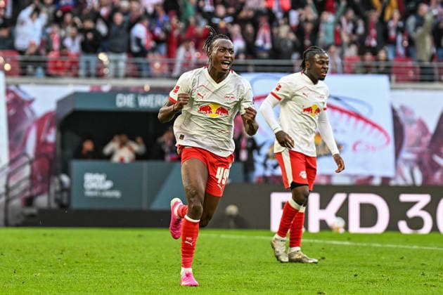 Soccer I Men I Season 2025 2026 I Bundesliga I 25 Matchday I RB Leipzig FC Augsburg I 07 03 2026 Goal celebration Yan Diomande 49, RB Leipzig after his goal to equalize 1 1 Crop, close-up, portrait, portrait, single photo, single image, body Leipzig Red Bull Arena Saxony Germany Copyright: xLobeca InesxHähnelx
