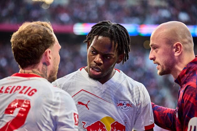 07 03 2026, Football, Men, Bundesliga, 2025 2026, RB Leipzig FC Augsburg Manschaft, RB Leipzig, Cheering after 2 1 in injury time Leipzig Red Bull Arena Saxony Germany