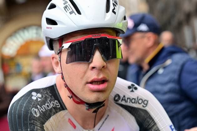 Belgian Florian Vermeersch of UAE Team Emirates - XRG reacts after the men elite Strade Bianche one day cycling race, 203km from and to Siena, Italy on Saturday 07 March 2026. DIRKxWAEM  x166757486x