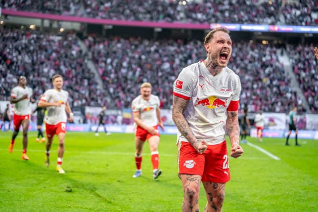 Leipzig, Germany 07 March 2026 1 Bundesliga 2025 2026 RB Leipzig vs FC Augsburg In the picture David Raum RB cheers after his goal for 2 1 DFL regulations prohibit any use of photographs as image sequences and or quasi video Copyright: xFotostandx xNachtigallx