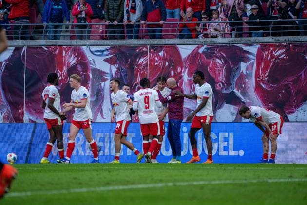 Germany Bundesliga 2025 2026, Matchday 25 RB Leipzig vs FC Augsburg Red Bull Arena Leipzig Goal celebration Copyright: xTomxLauruschkatx