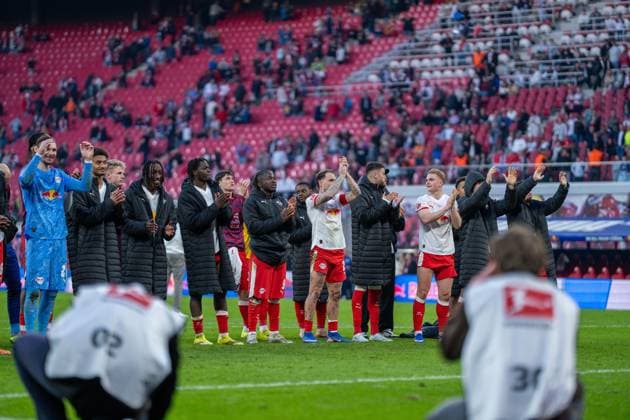 Germany Bundesliga 2025 2026, Matchday 25 RB Leipzig vs FC Augsburg Red Bull Arena Leipzig final whistle cheers Copyright: xTomxLauruschkatx