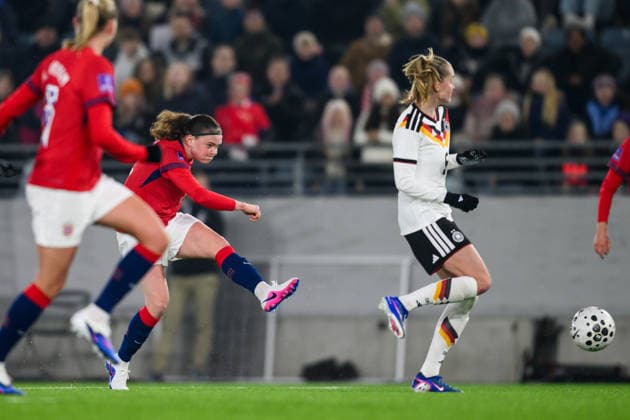 260307 Signe Gaupset of Norway during the FIFA Women s World Cup Qualifier football match between Norway and Germany on March 7, 2026 in Stavanger Photo Marius Simensen BILDBYRAN COP 238 MM0060 bbeng dam vm kval vm kvalifisering kvinner vm kvalik football fotball fotball landskamp soccer fifa world cup qualifier norge norway tyskland germany  Copyright: MARIUSxSIMENSEN BB260307ZO100