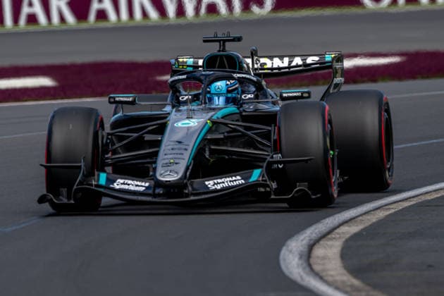 MELBOURNE, AUSTRALIA: George Russell, racing for the Mercedes team during the 2026 Formula 1 Australian Grand Prix at the Albert Park Circuit in Melbourne, Australia
